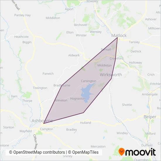 Ashbourne Community Transport coverage area map