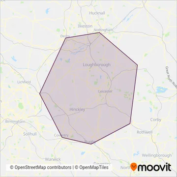 Arriva Midlands coverage area map