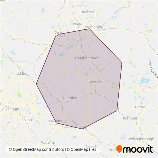 Arriva Midlands coverage area map