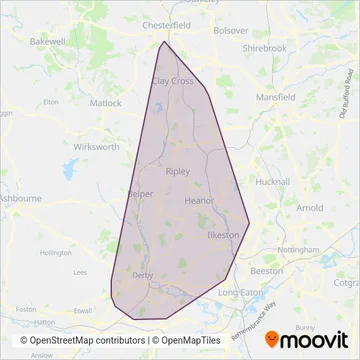 Notts and Derby coverage area map