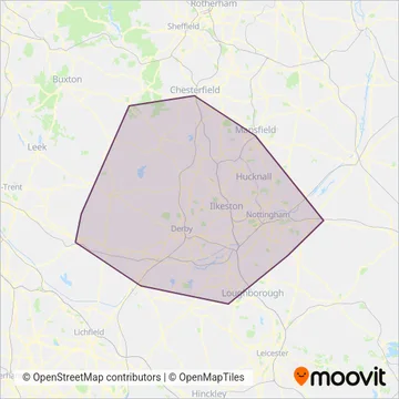 Trent Barton bus coverage area map