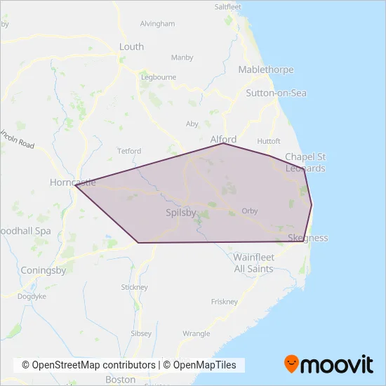 Hunts Coaches coverage area map