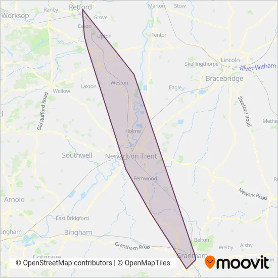 Marshalls of Sutton on Trent coverage area map
