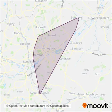 Nottingham City Transport coverage area map