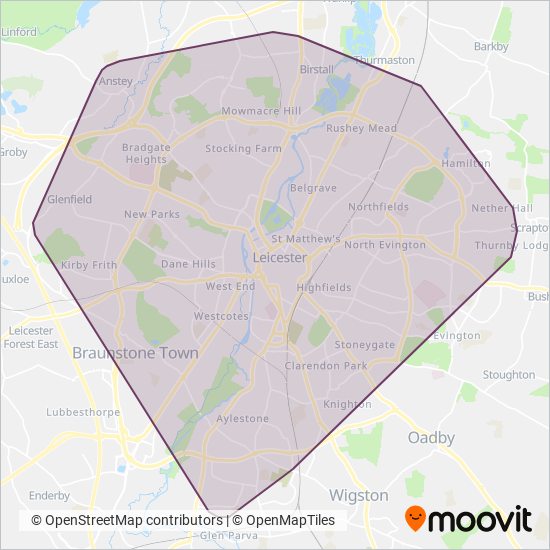 First Leicester coverage area map