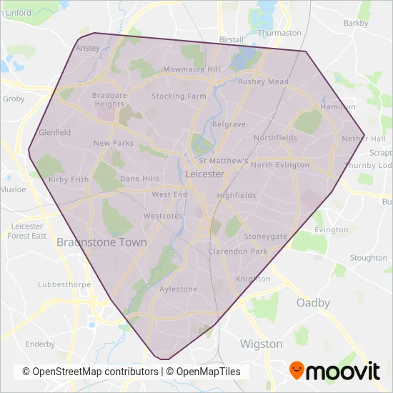 First Leicester coverage area map