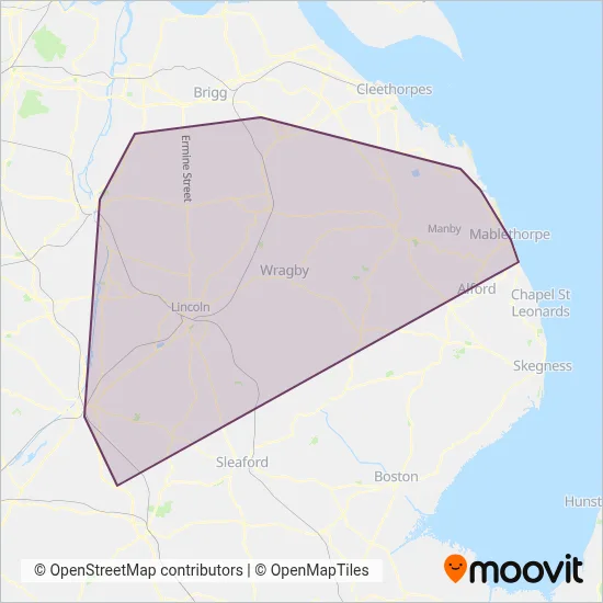 PC Coaches coverage area map