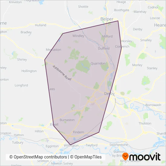 Harpurs Coaches coverage area map