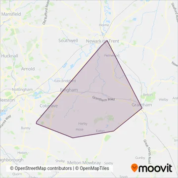 Sharpes of Nottingham coverage area map
