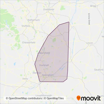 Nottinghamshire County Council Fleet Services coverage area map