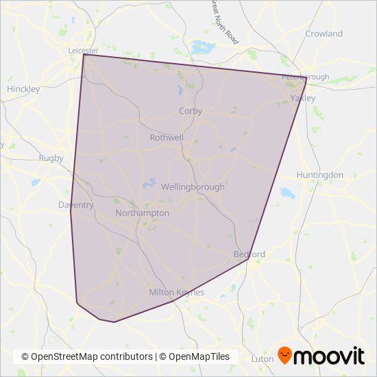 Stagecoach Midlands coverage area map