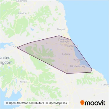 Stagecoach North East coverage area map