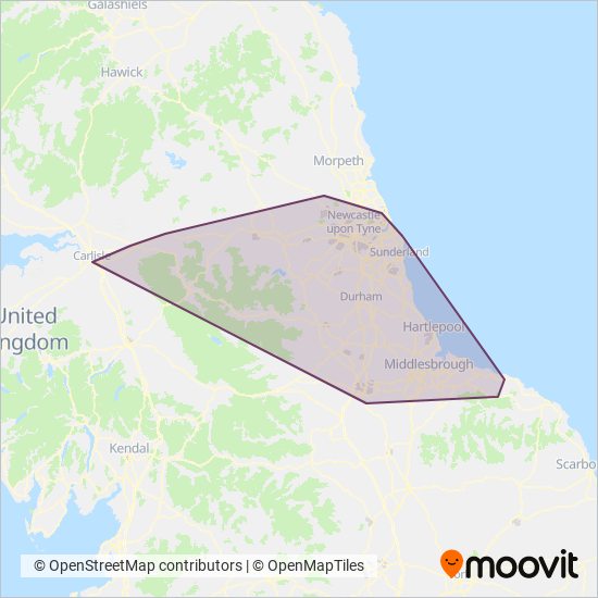 Stagecoach North East coverage area map