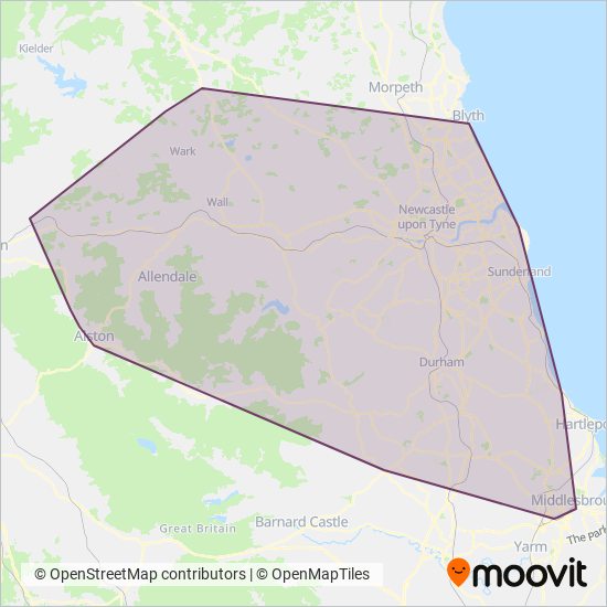 Go North East coverage area map