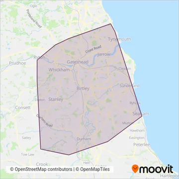 Gateshead Central Buses coverage area map