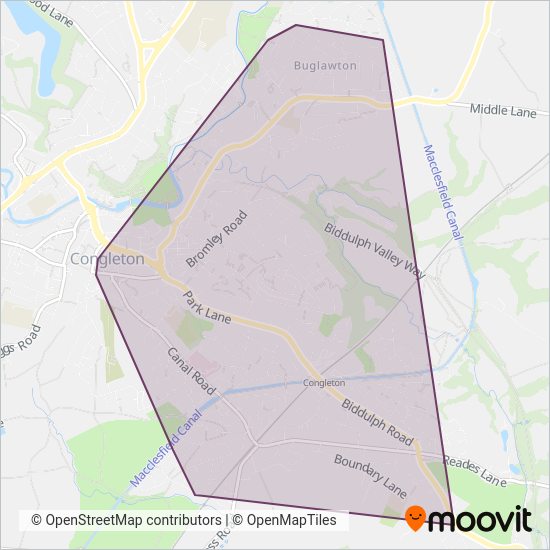 Hollinshead Coaches coverage area map