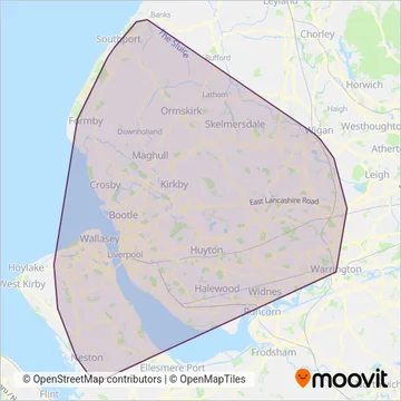 Arriva North West coverage area map