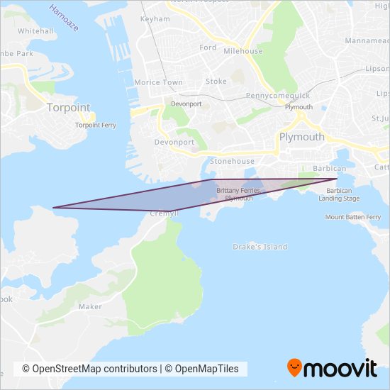 Plymouth Boat Trips coverage area map