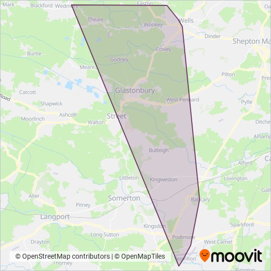 Mendip Community Transport coverage area map