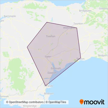 Dartline Coaches coverage area map