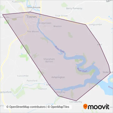 Totness Community Bus coverage area map
