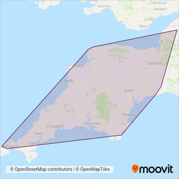 Stagecoach South West coverage area map