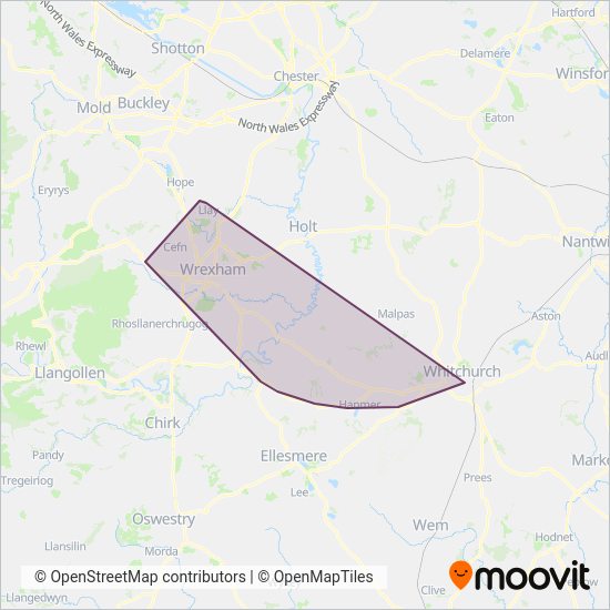 Pat's Coaches coverage area map