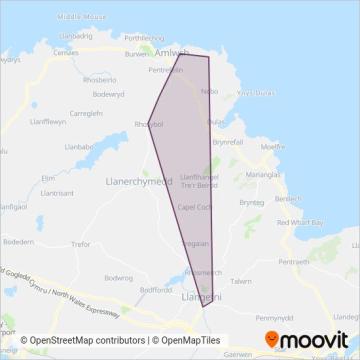 Eifion's Coaches coverage area map