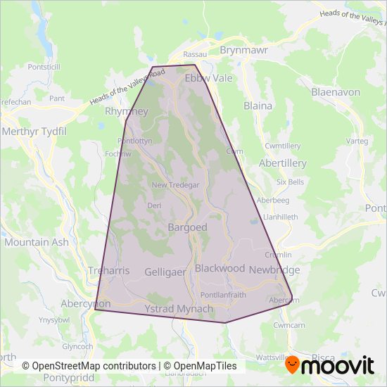 Harris Coaches coverage area map