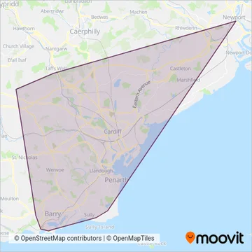 Cardiff Bus coverage area map