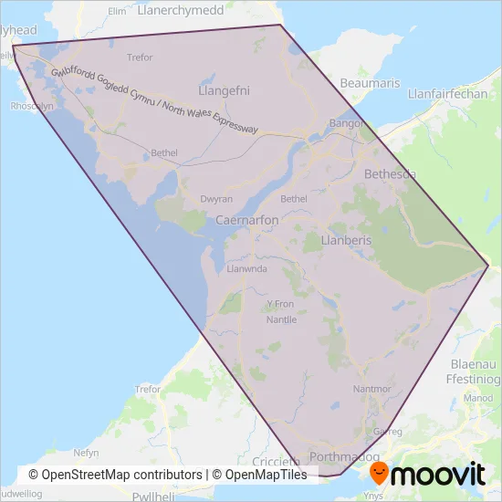 Gwynfor Coaches coverage area map
