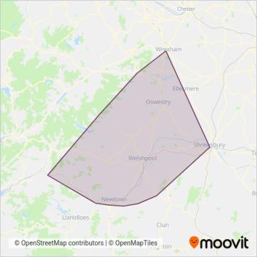 Tanat Valley Coaches coverage area map