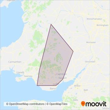 Stagecoach South Wales coverage area map