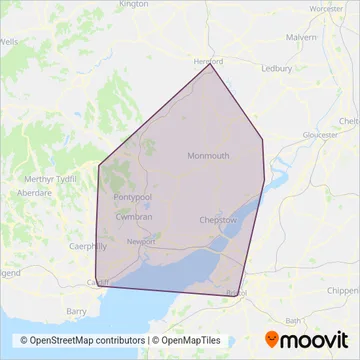 Newport Bus coverage area map