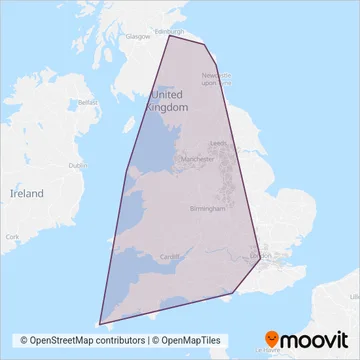 National Rail (Rail) coverage area map