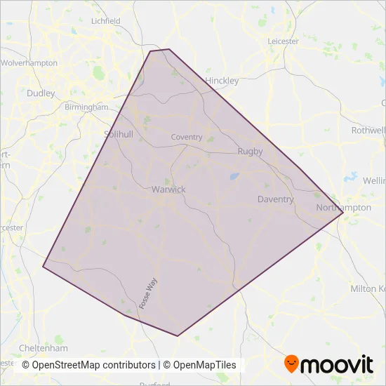 Stagecoach Midlands coverage area map