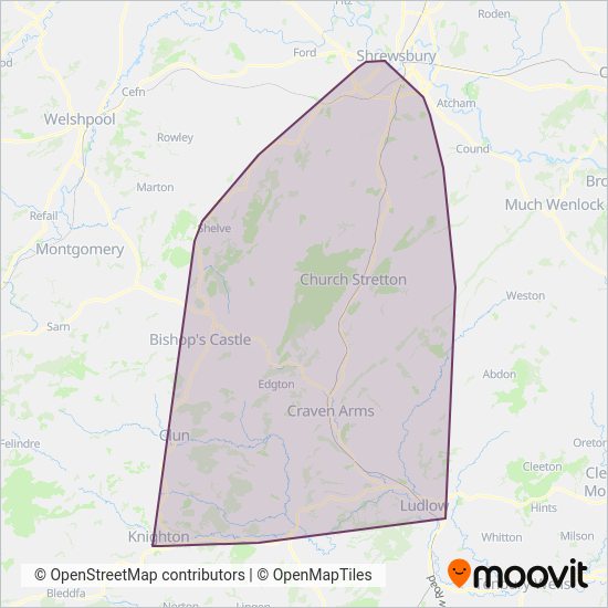 Minsterley coverage area map