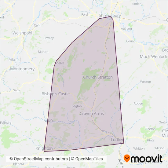 Minsterley coverage area map