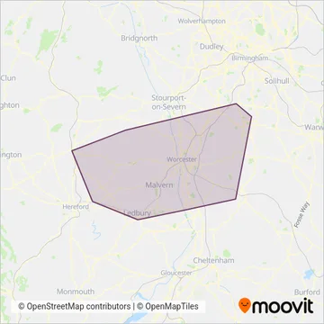 First Worcestershire coverage area map