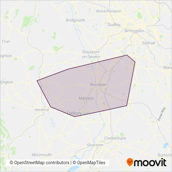First Worcestershire coverage area map