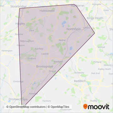 Kevs Cars and Coaches coverage area map