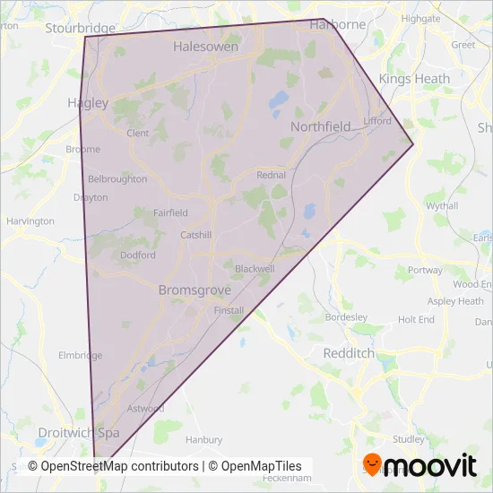 Kevs Cars and Coaches coverage area map