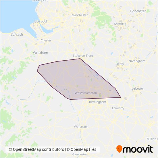 Arriva Midlands coverage area map