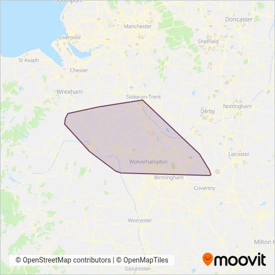 Arriva Midlands coverage area map