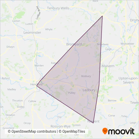 DRM Bus coverage area map