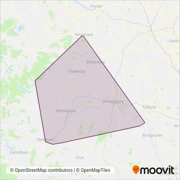 Tanat Valley Coaches coverage area map
