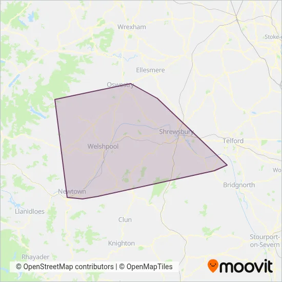 Tanat Valley Coaches coverage area map