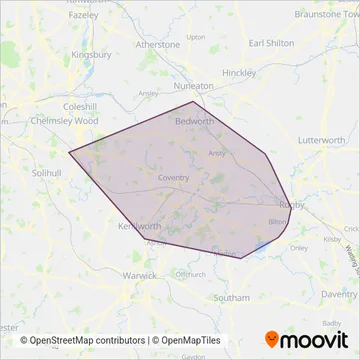 National Express Coventry coverage area map