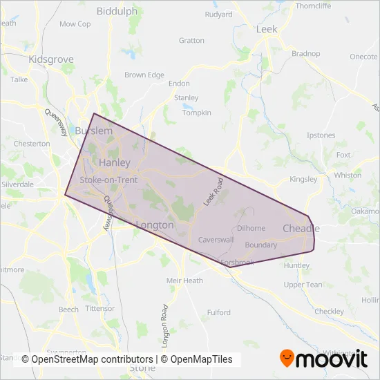 Stanton of Stoke coverage area map