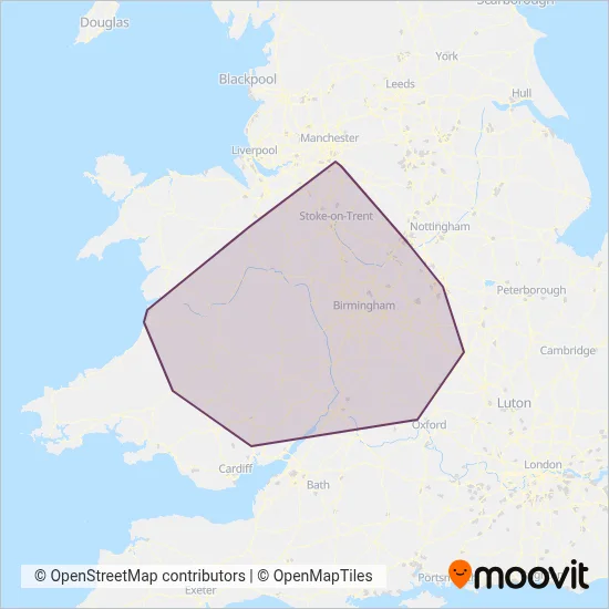 National Rail (Bus) coverage area map